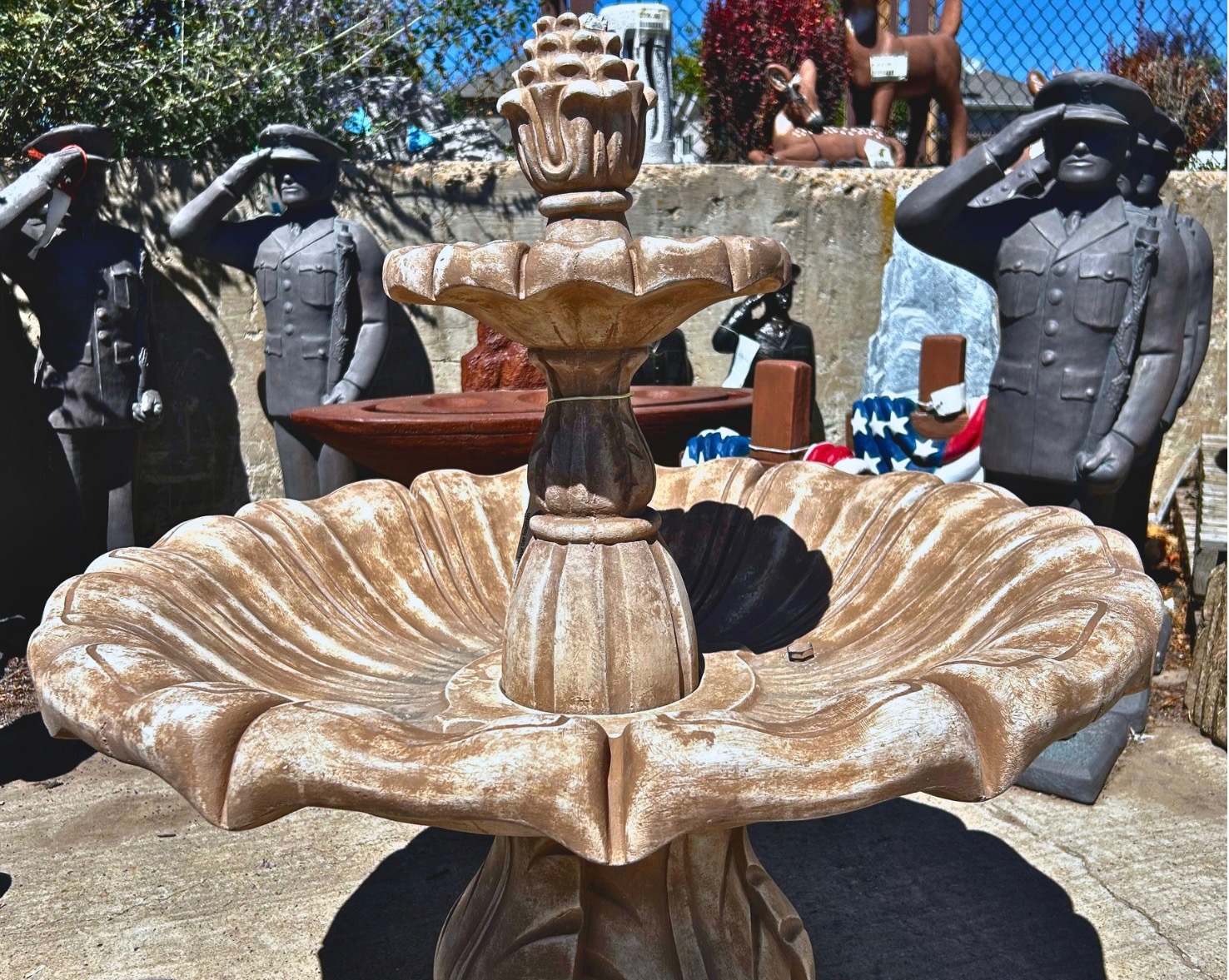 Decorative garden fountain at J&J Nursery & Garden Center